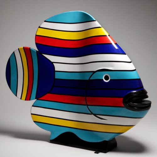 Poisson XL à Rayures Colorées - Motif 2
