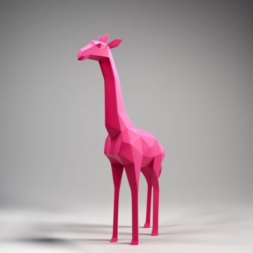 Petite Figurine Girafe Géométrique Rose