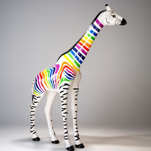 Grande Figurine de Girafe Grandeur Nature - Zèbre Coloré