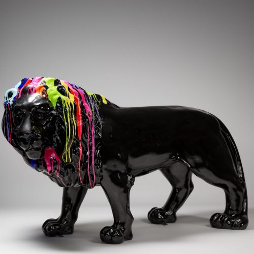 Grande Figure de Lion Debout - Trash Noir