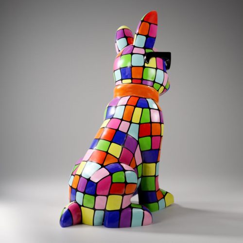 Chien Grande Figurine de Bouledogue avec Cravate et Lunettes - Smartie