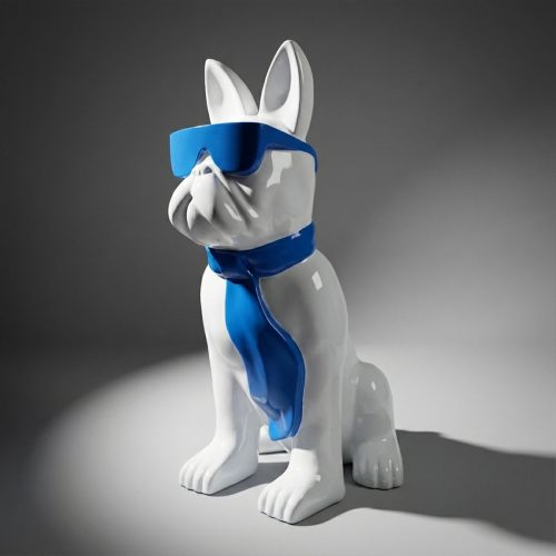 Figurine Moyenne de Bulldog avec Cravate et Lunettes - Blue Sky