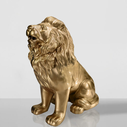 Figurine Décorative Lion Assis - Doré