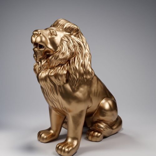 Figurine Décorative Lion Assis - Doré