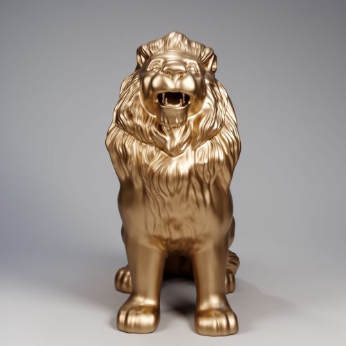 Figurine Décorative Lion Assis - Doré