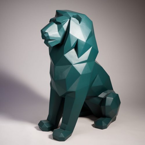 Figure Monochrome Lion Géométrique