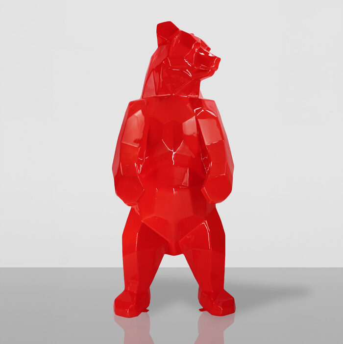 Grande Figurine Ourson Carré - Rouge