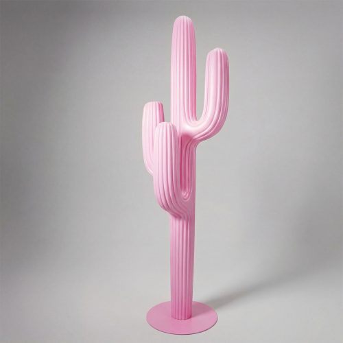 figure cactus en fibre de verre rose style artistique sculptural, décor intérieur, vitrine ou événement