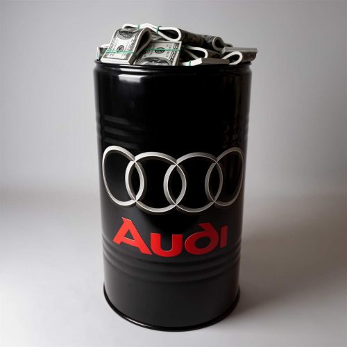 Petite Barrique avec des Dollars - Peinture + Logo