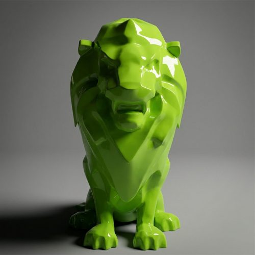 Figure Artistique Grand Lion Moderne - Métallique
