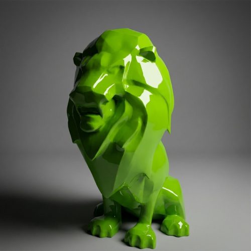 Figure Artistique Grand Lion Moderne - Métallique