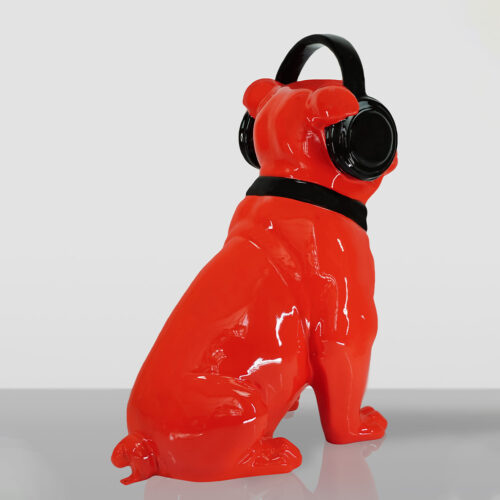 Chien Bulldog avec Casque - Rouge