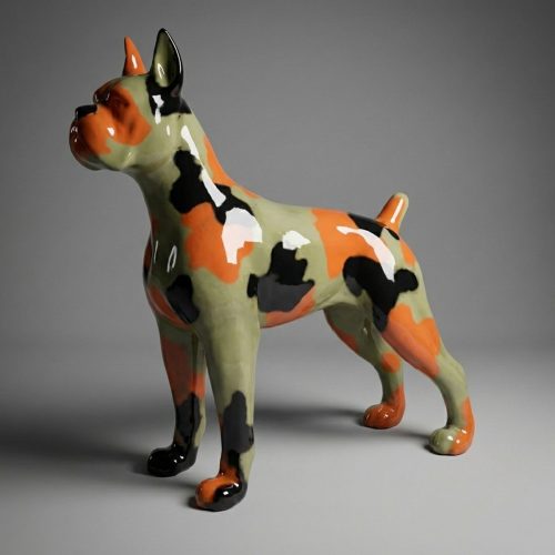 Grande Figurine Chien Boxer - Camouflage