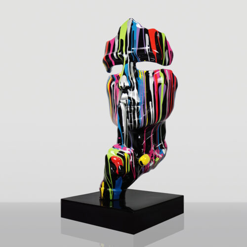 Masque de taille moyenne de 120 cm sur support - Finition Trash Noire