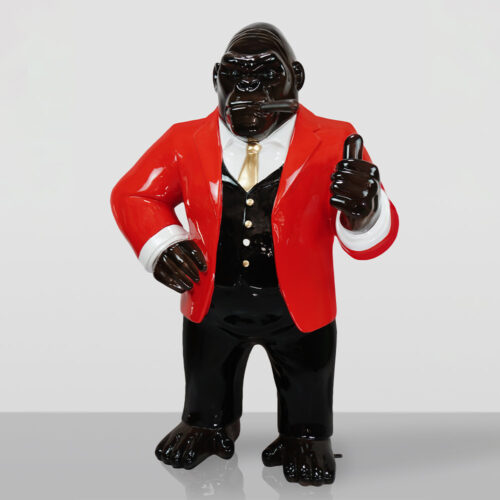 Figure décorative de gorille debout en costume