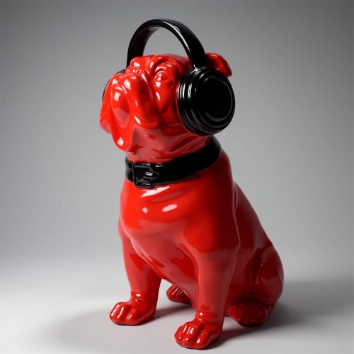 Chien Bulldog avec Casque - Rouge