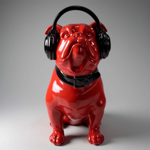 Chien Bulldog avec Casque - Rouge