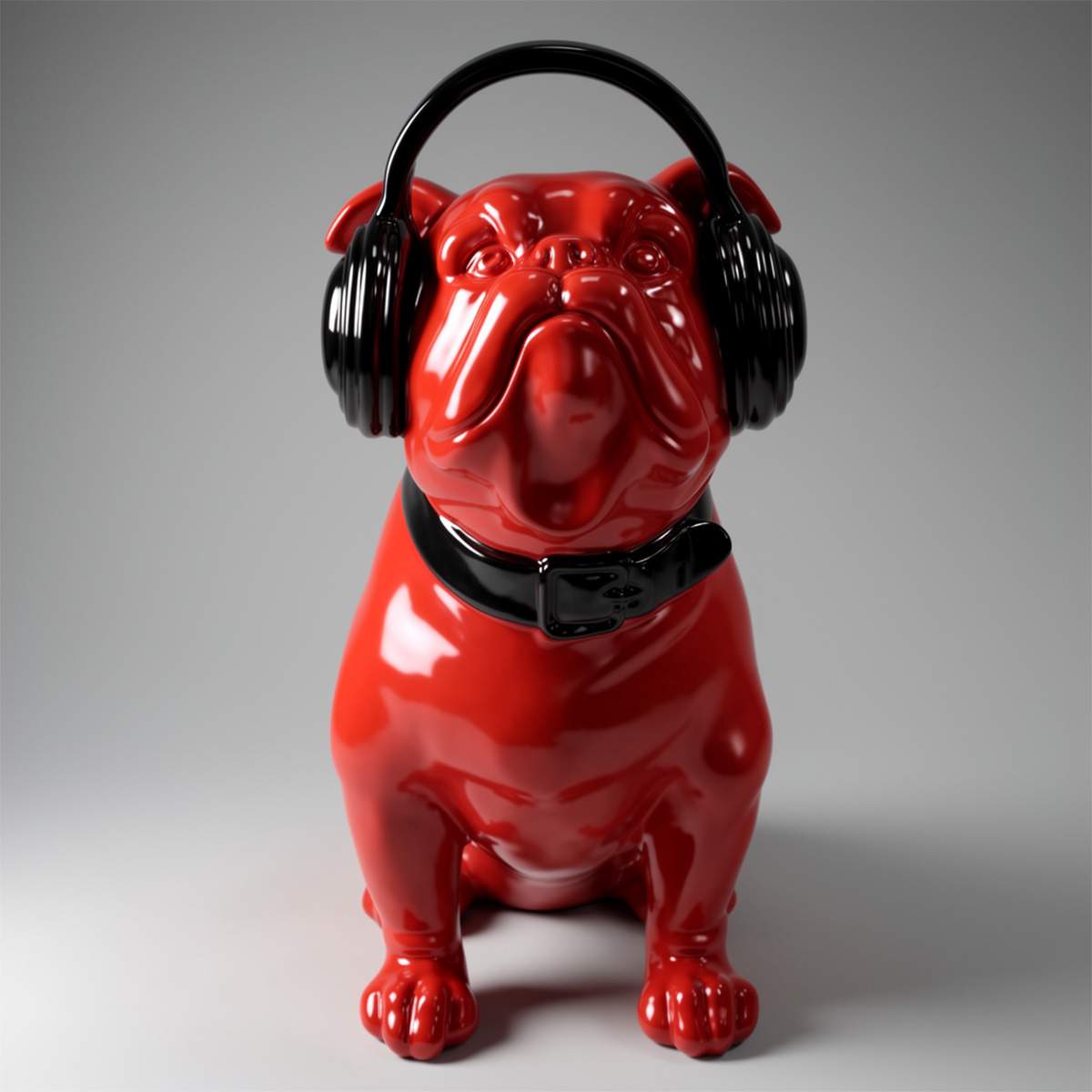 Chien Bulldog avec Casque - Rouge – Image 2