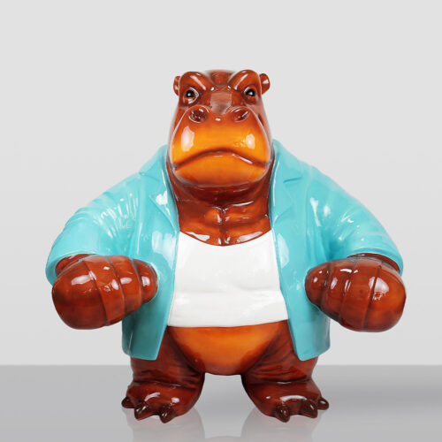 Figurine Décorative Hippopotame Debout en Costume
