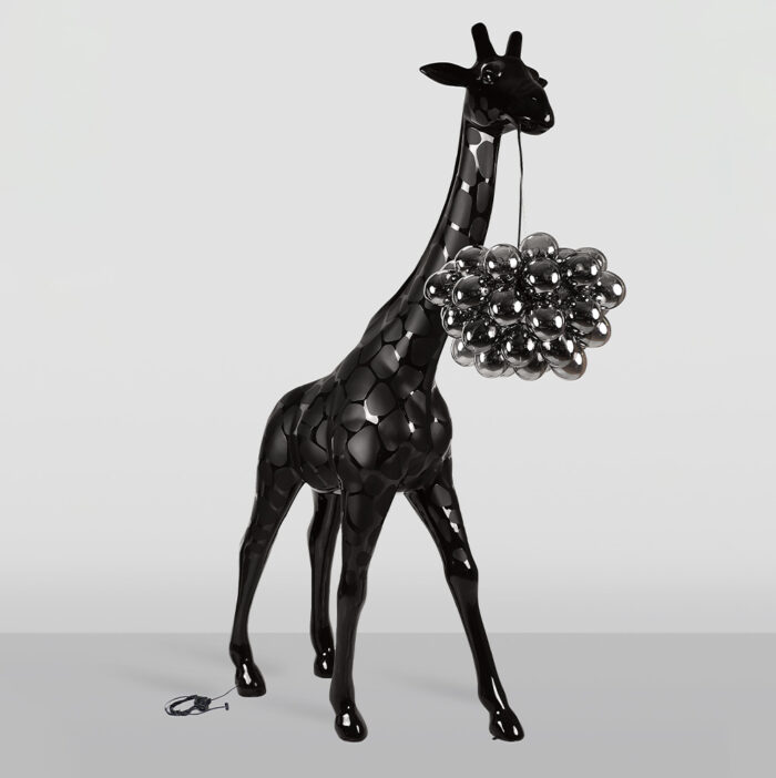 Grande Girafe 230cm Lampe - Version Noire avec Taches – Image 2