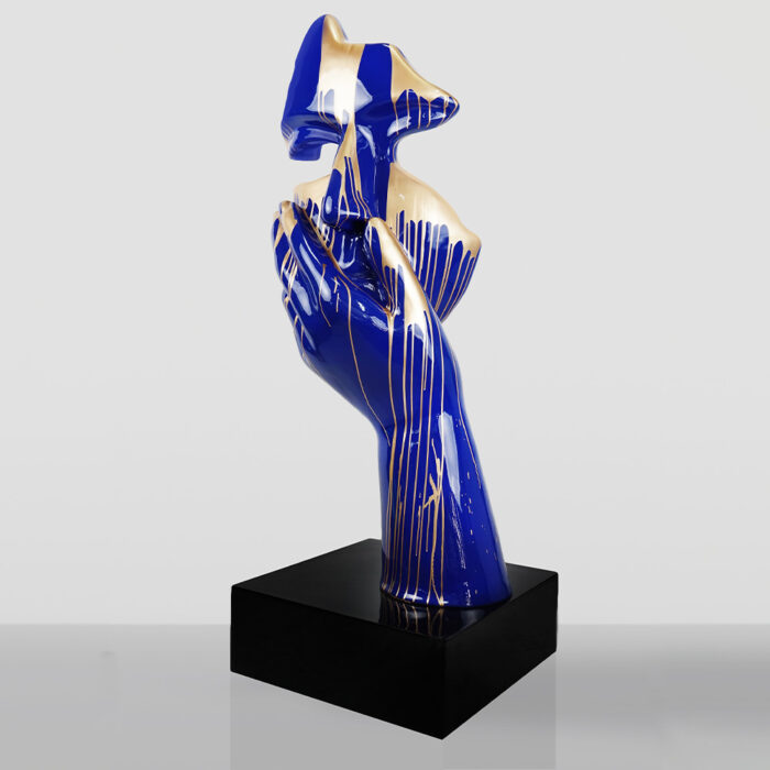 Grande Masque sur Socle – Bleu / Trash Doré – Image 2