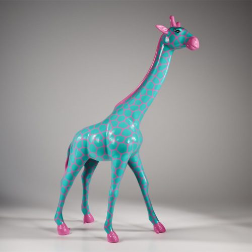 Grande Girafe 230CM Version Rose avec Taches Céladon