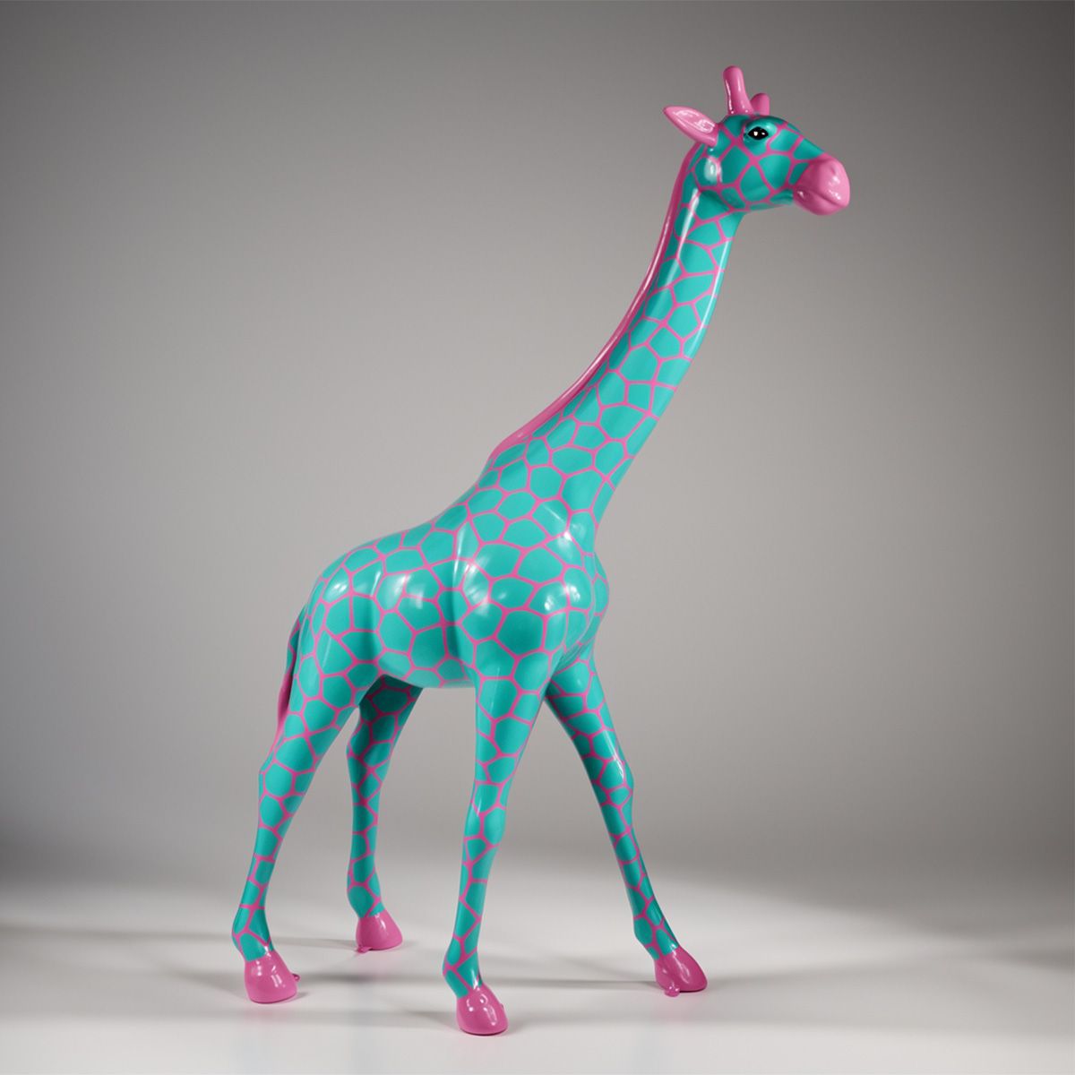 Grande Girafe 230CM Version Rose avec Taches Céladon