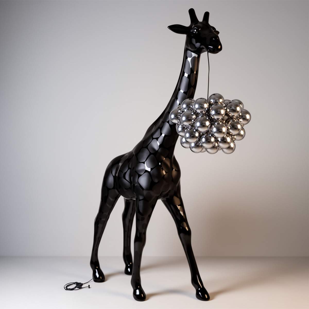 Grande Girafe 230cm Lampe - Version Noire avec Taches – Image 2