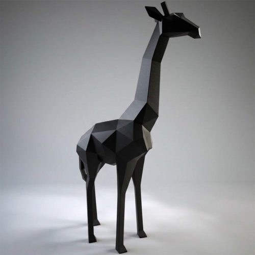 Grande figurine girafe géométrique en stratifié