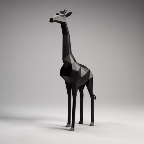 Grande figurine girafe géométrique en stratifié