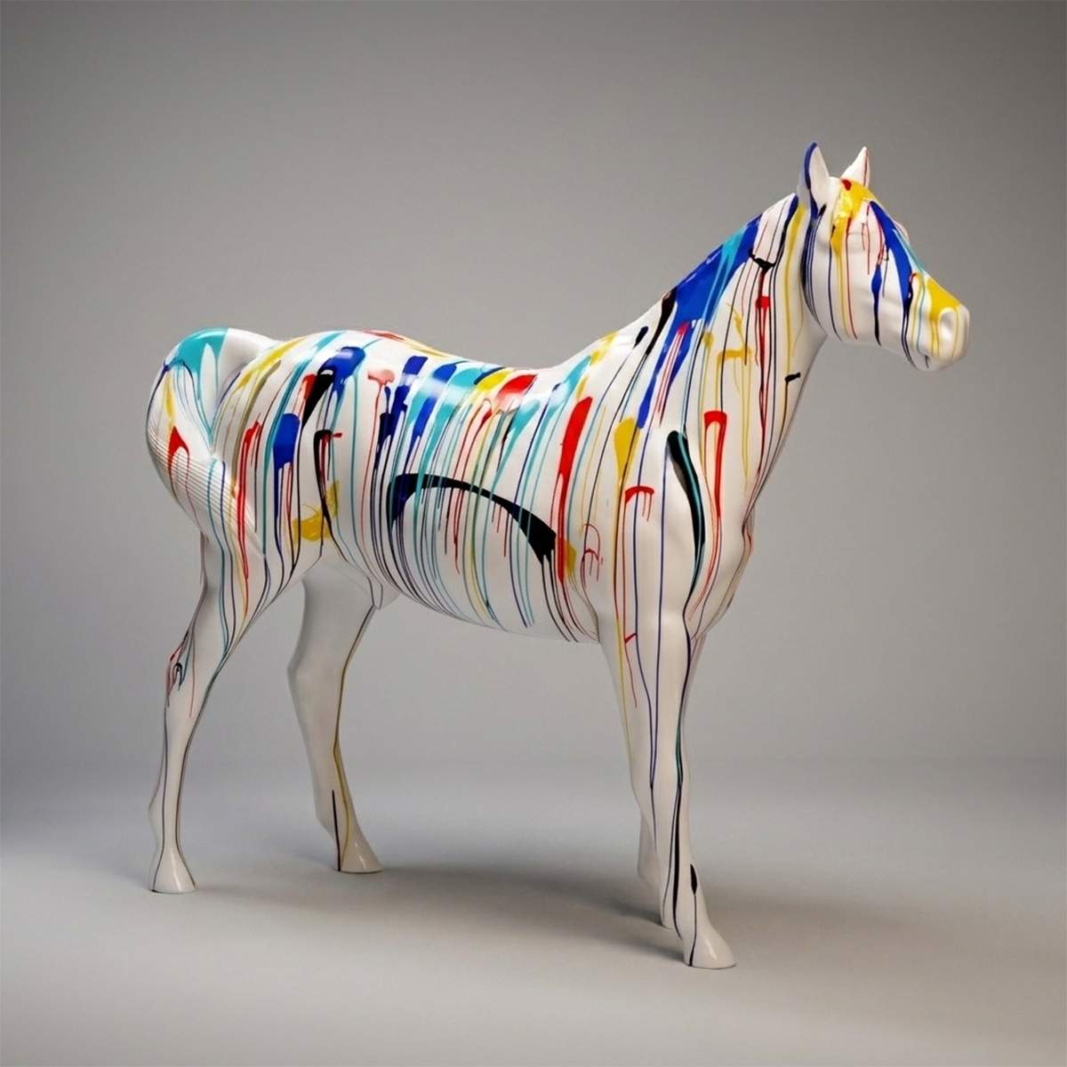 Statue Colorée de Cheval Grandeur Nature