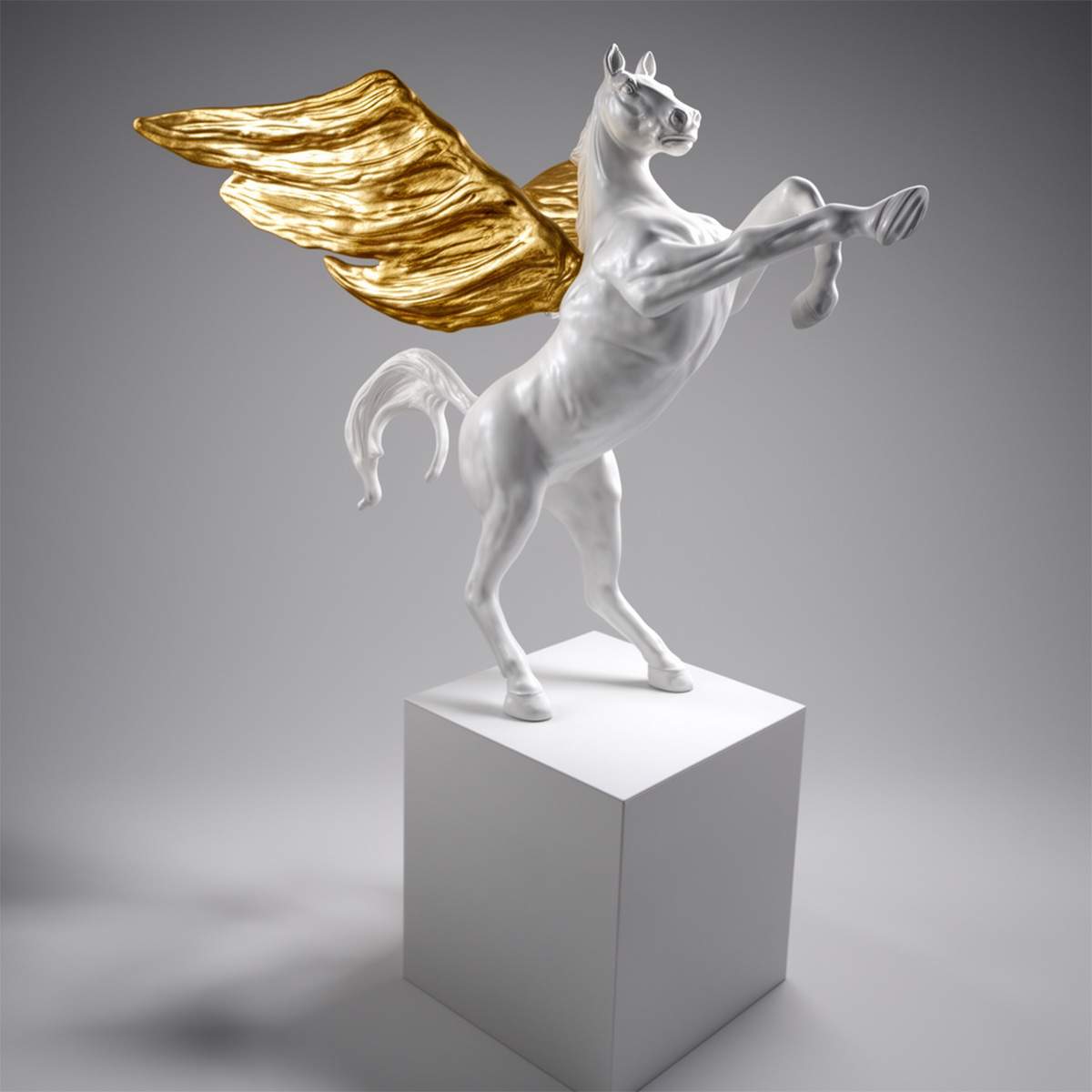 Grande Figure Décorative Pégase Sur Socle – Image 2