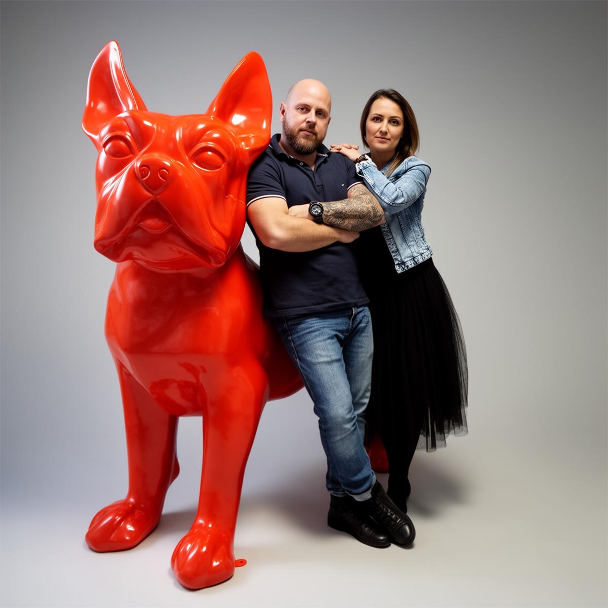 Grande Figure Décorative Bouledogue Français Couleur Unie – Image 3