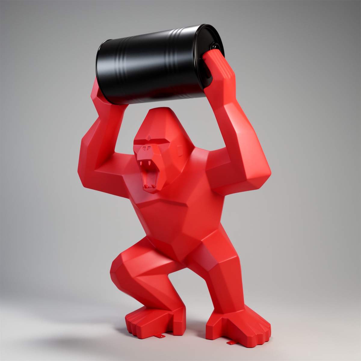 Figure lowpoly Gorille Tono carré XL, mate