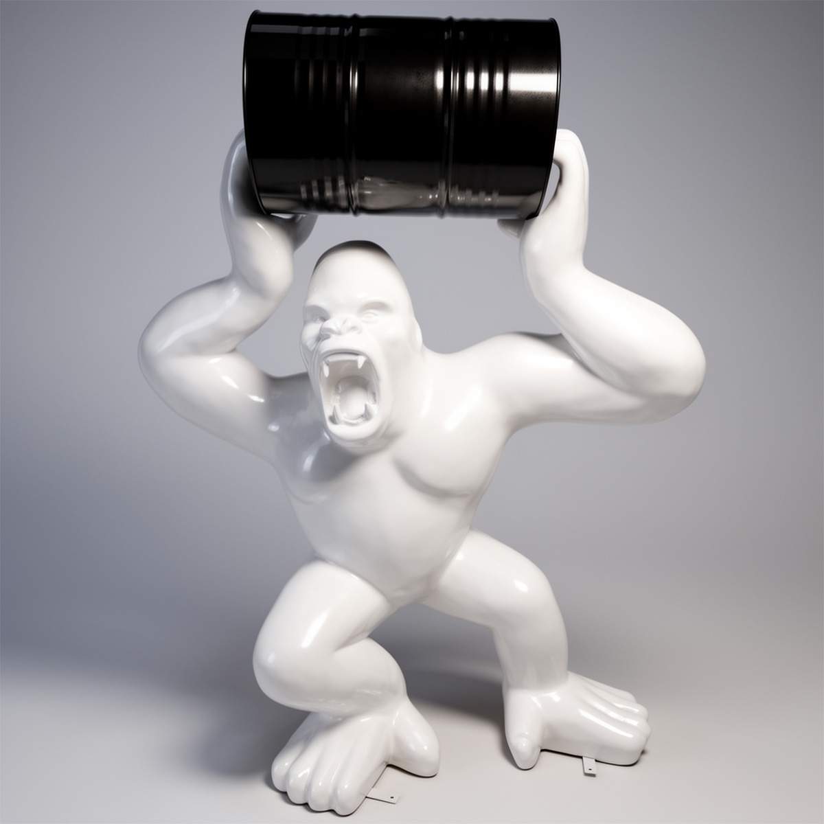Grande figurine de gorille avec un tonneau – Image 2