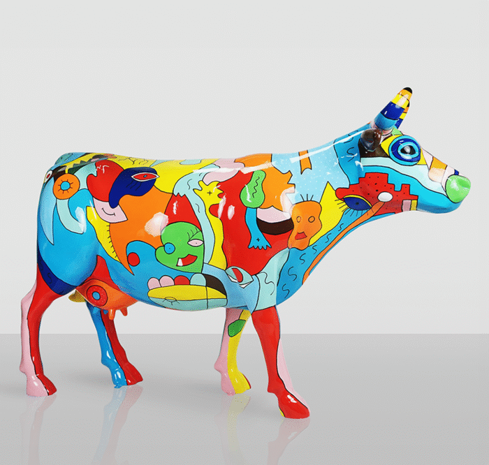 Grande Figurine - Vache Peinte à la Main Motif Picasso – Image 2