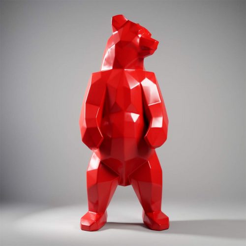 Grande Figurine Ourson Carré - Rouge