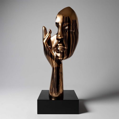 Masque Grand avec Main sur Base – Or Trash