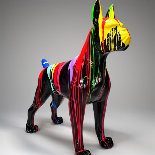 Grande figurine de chien boxer - version multicolore