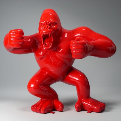Grande figurine de gorille boxeur rouge