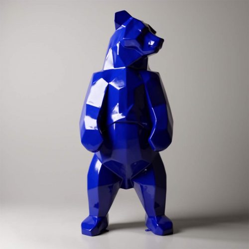 Grande Figurine Ourson Carré - Bleu