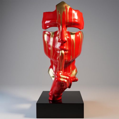Grande Masque sur Base - Rouge / Or Trash
