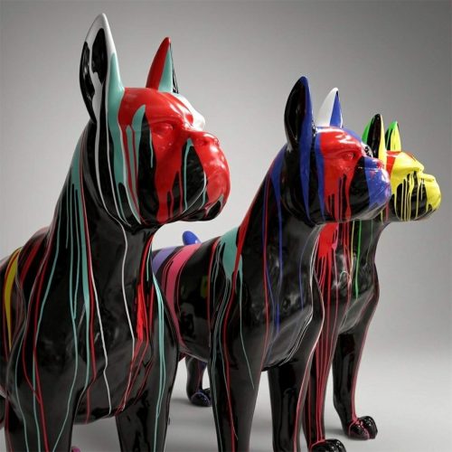 Grande figurine de chien boxer - version multicolore