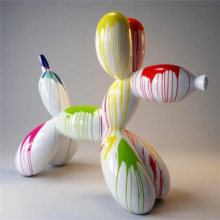 Chien ballon - Grande figurine décorative - Blanc trash