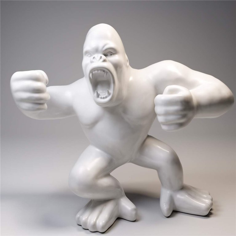 Grande figurine de gorille blanc boxeur