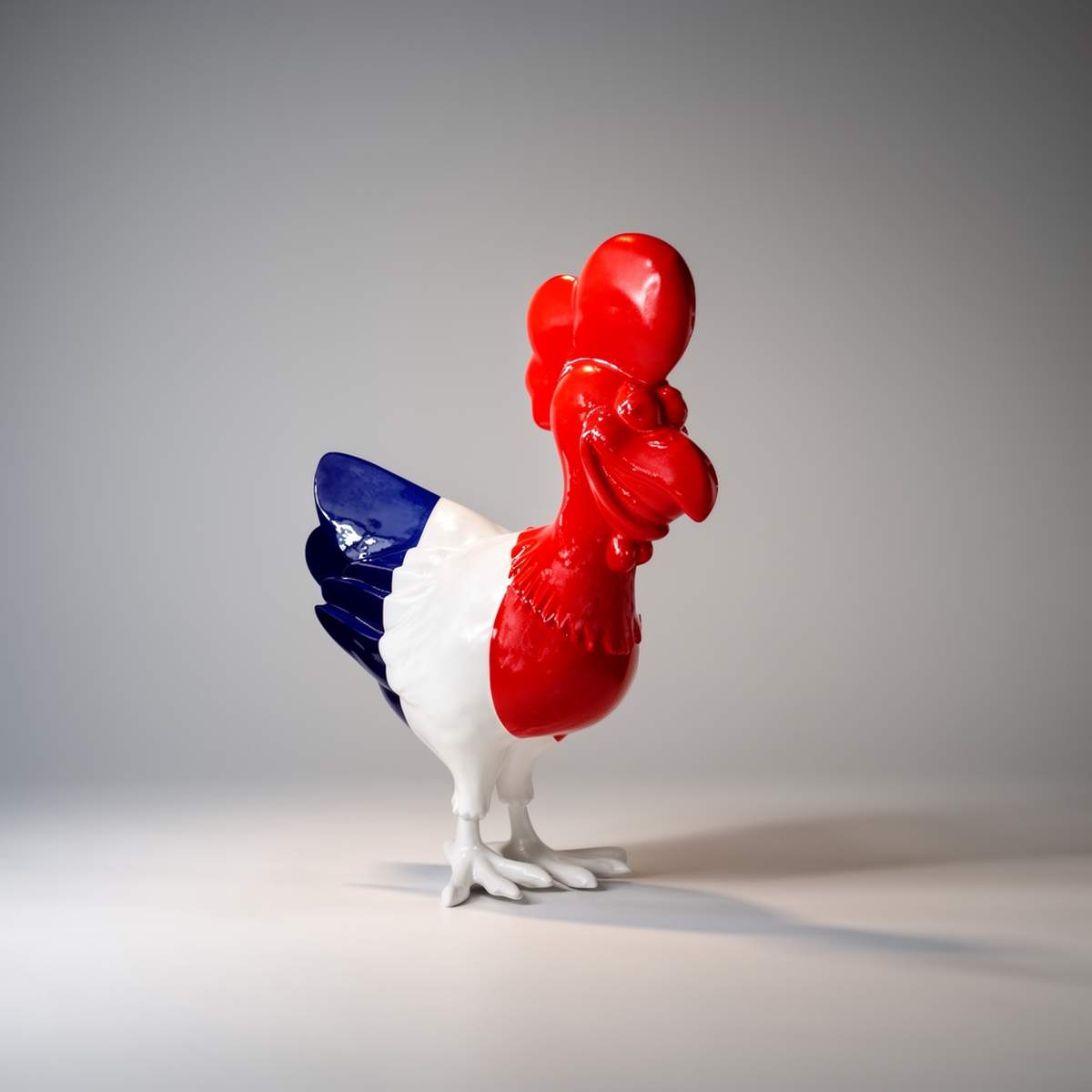 Grande figurine décorative de coq en trois couleurs H - 140cm