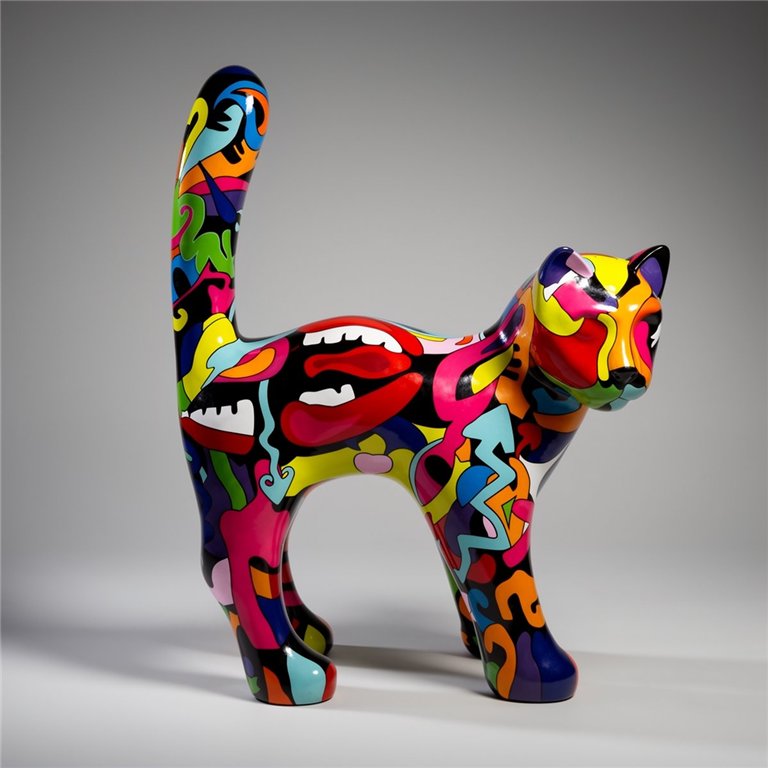 Grande figure de chat avec peinture artistique