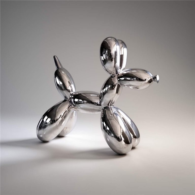 Grand chien ballon - chrome argenté
