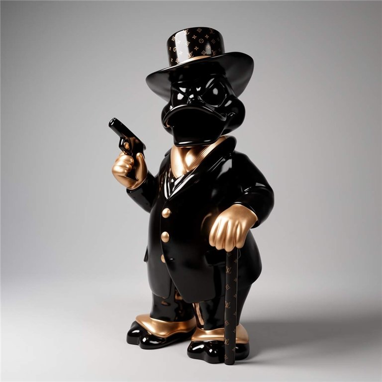 Figurine Décorative – Canard Al Capone Noir et Or