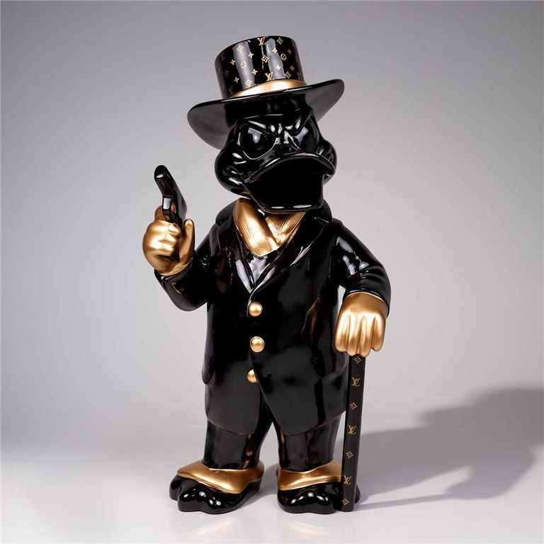 Figurine Décorative – Canard Al Capone Noir et Or